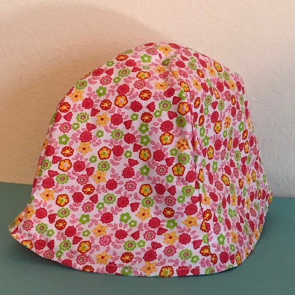 Handmade Pink floral/Gingham  Floral Reversable Hat - Picture 2 of 2